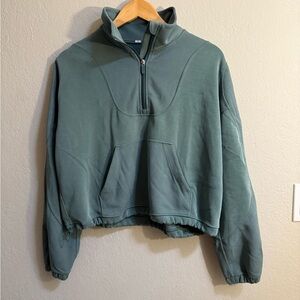 Lululemon Ribbed Quarter-Zip Cropped Sweatshirt Green Size 10